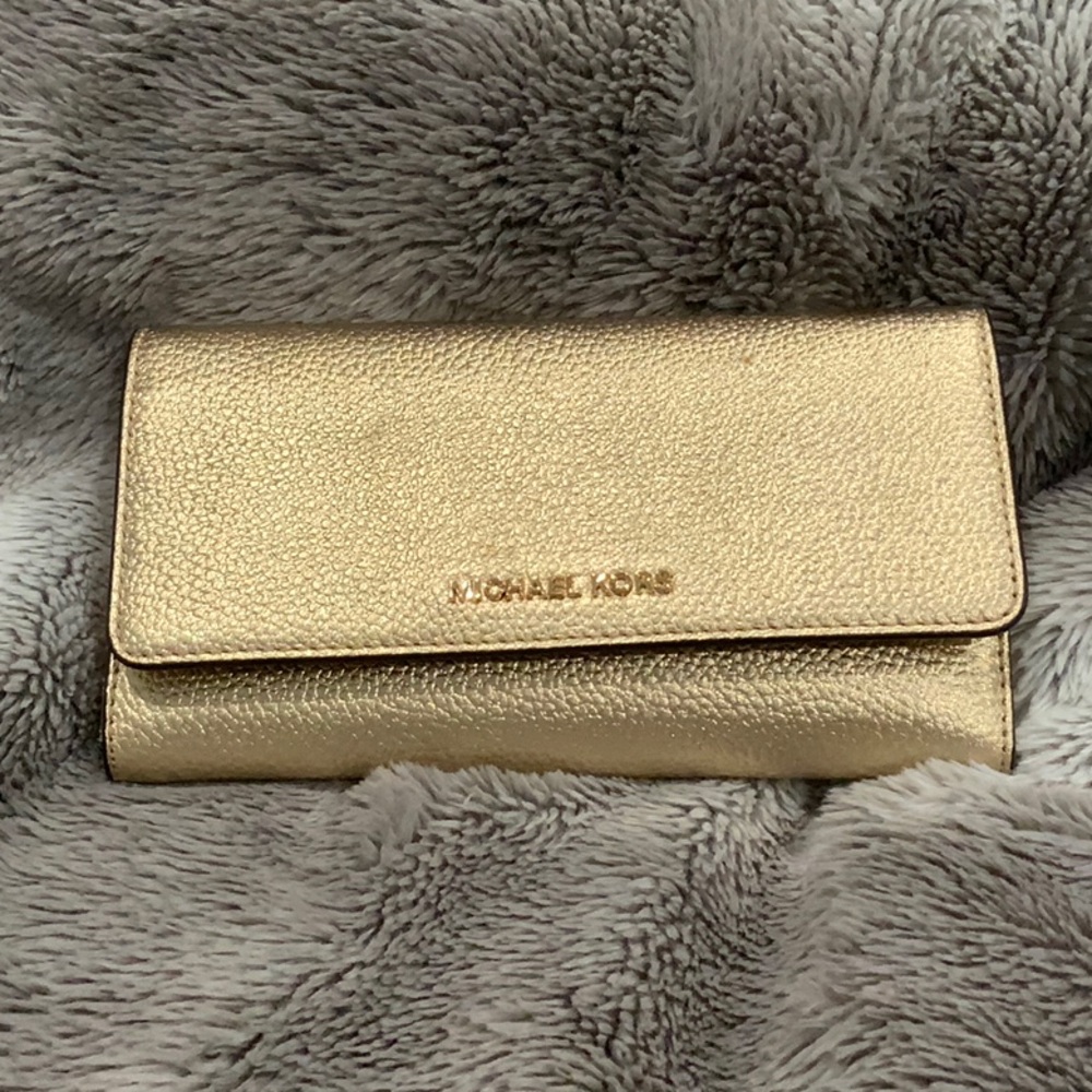 Michael Kors Metallic Gold Trifold Wallet